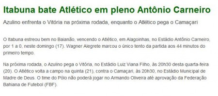 Itabuna Vs Atletico de Alogoinhas 2010